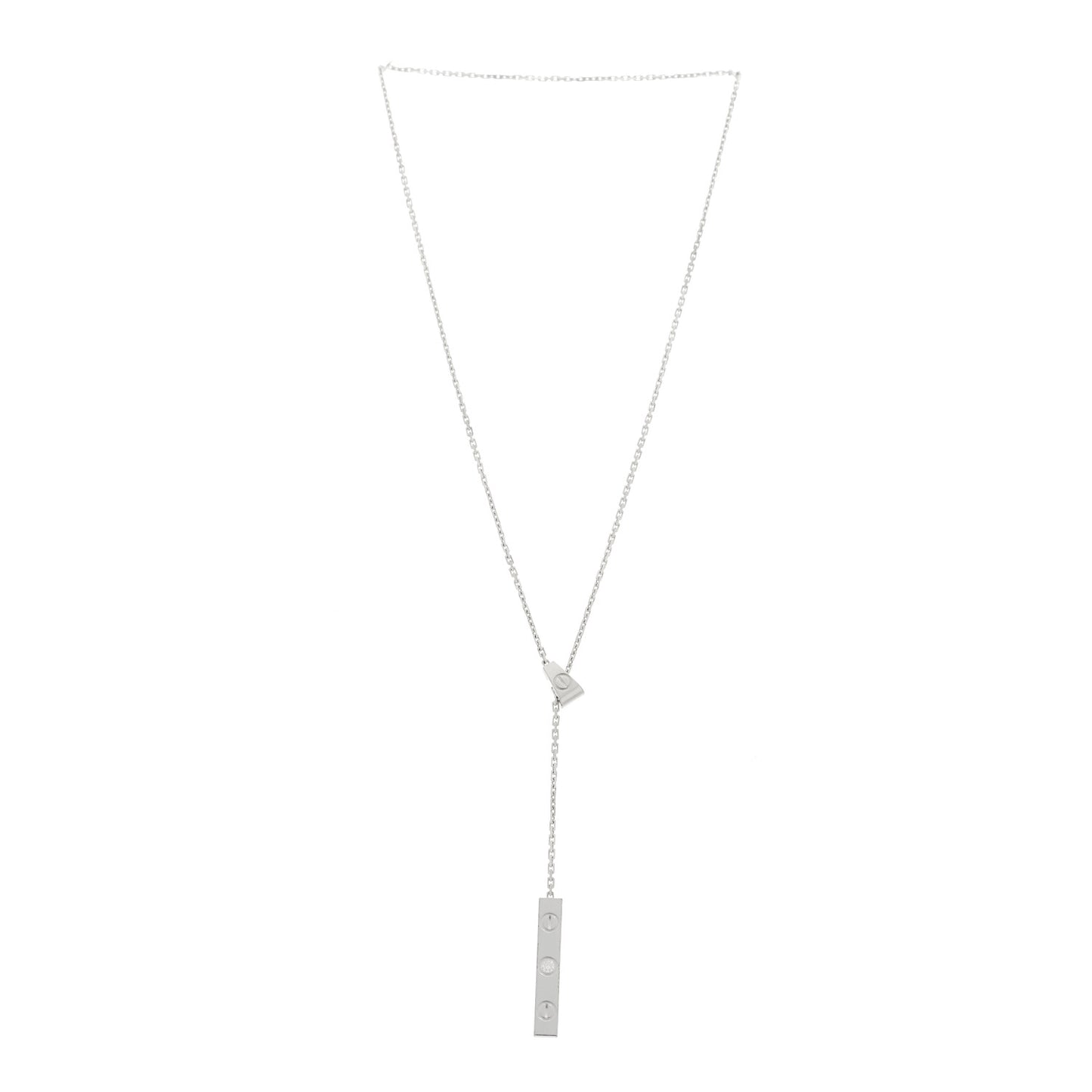 18K White Gold Diamond LOVE Lariat Necklace