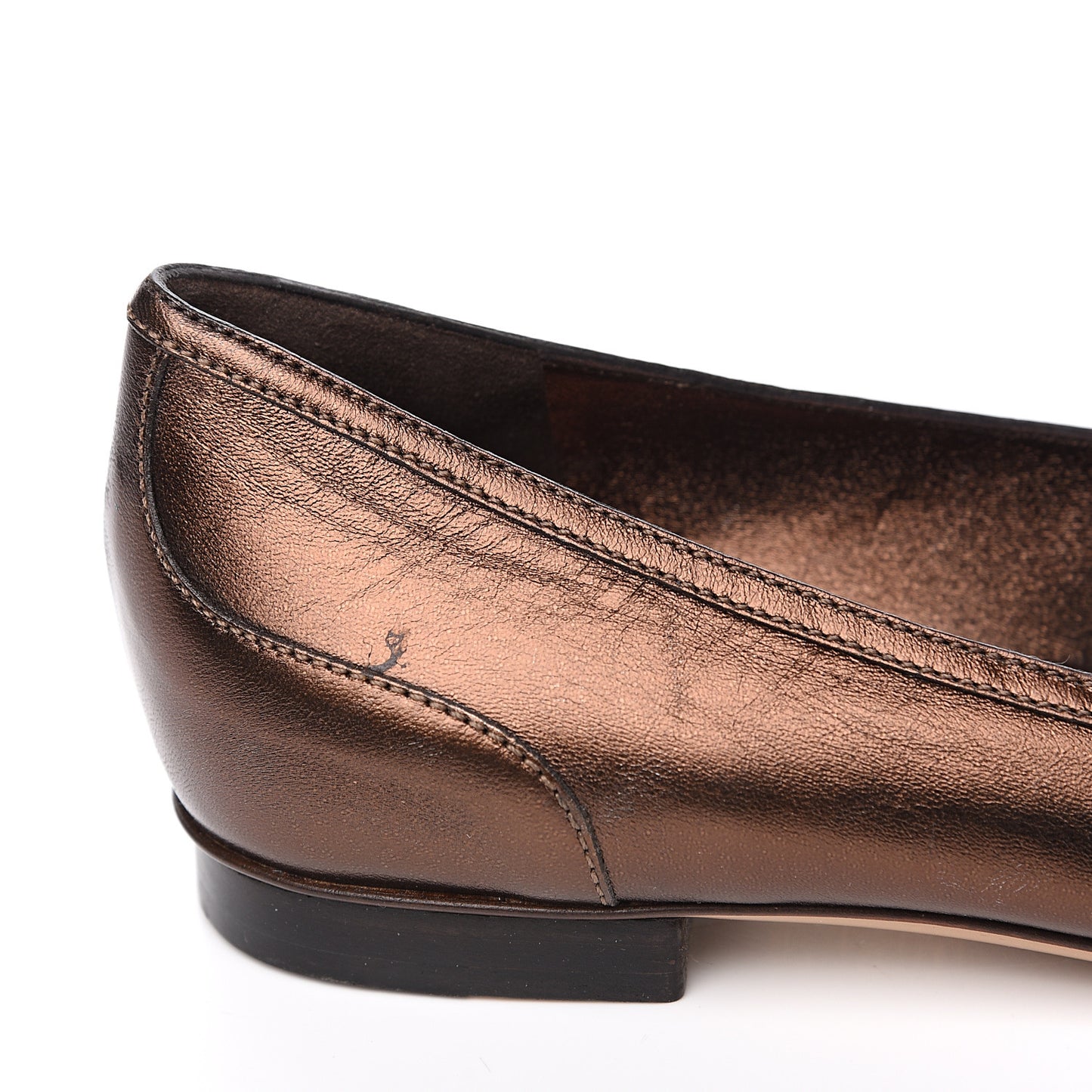 Metallic Calfskin Bamboo Ballet Flat 37 Bronze