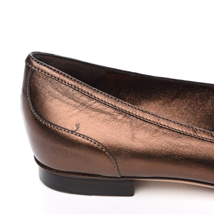Gucci Metallic Calfskin Bamboo Ballet Flat 37 Bronze 9 of 10
