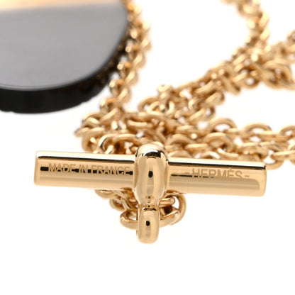 Hermes Permabrass Buffalo Horn Chaine d'Ancre Toggle Pendant Necklace Dore 4 of 4