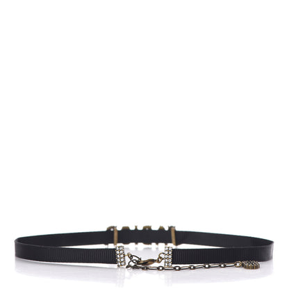 Christian Dior Grosgrain Ribbon Crystal J'Adior Logo Choker Necklace Black White 3 of 6