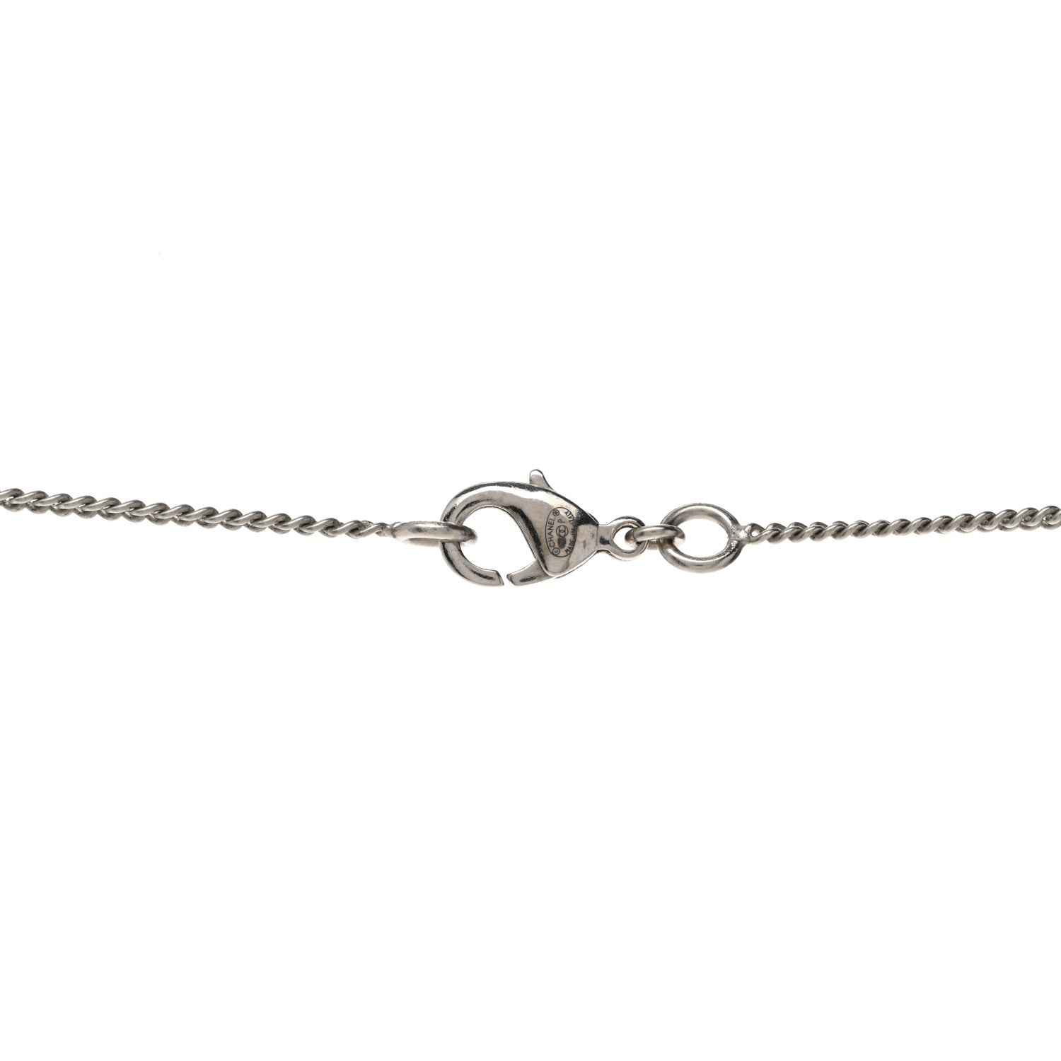 Chanel Baguette Crystal CC Necklace Silver 4 of 5