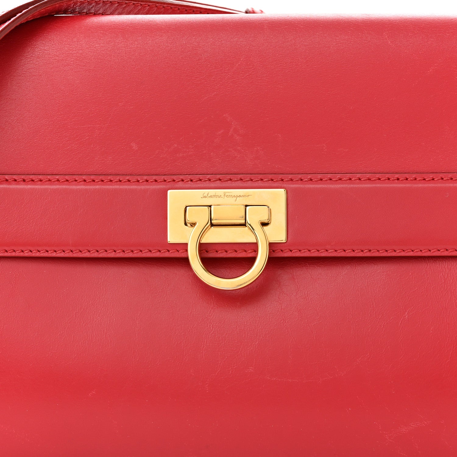 Salvatore Ferragamo Calfskin Abbey Crossbody Shoulder Bag Red 8 of 17