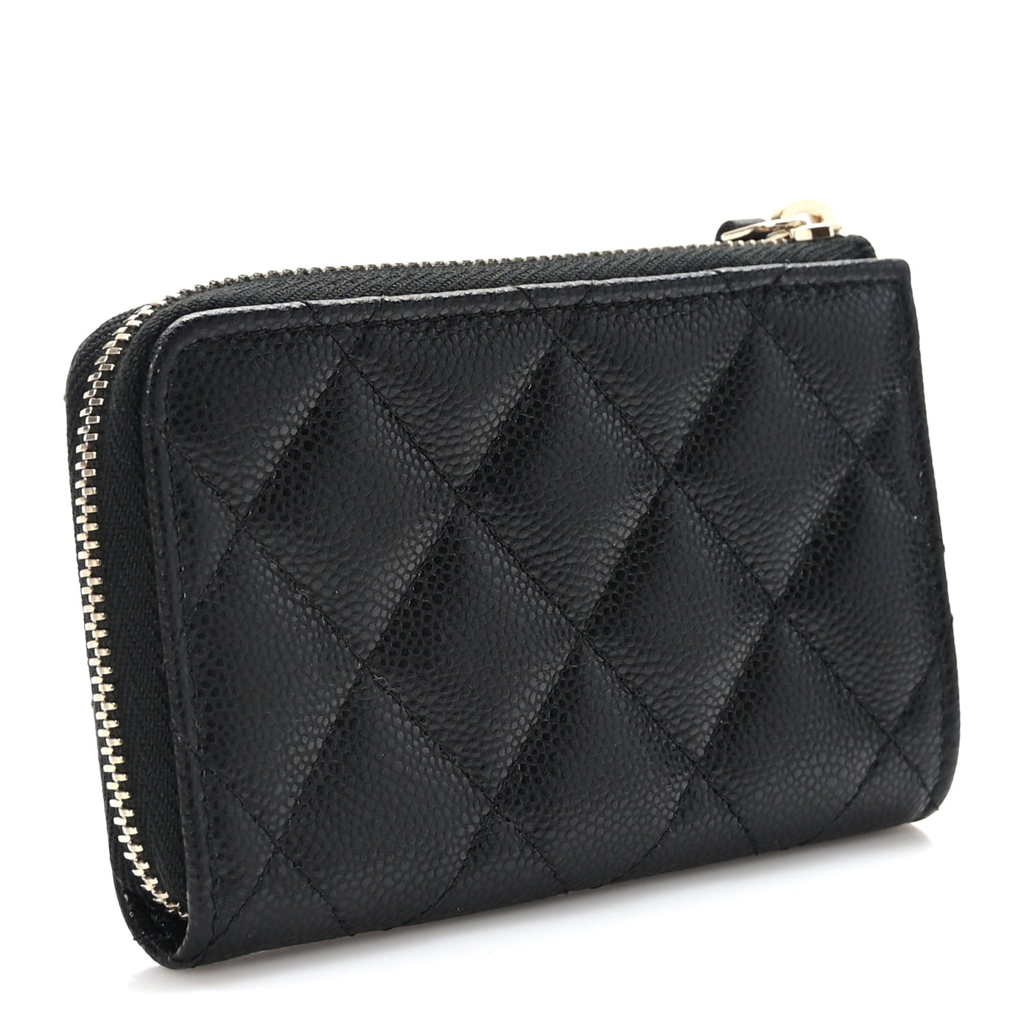 Caviar Quilted Zipped Key Holder Case Black