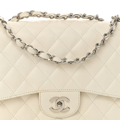 Chanel Caviar Quilted Jumbo Single Flap White 8 of 14