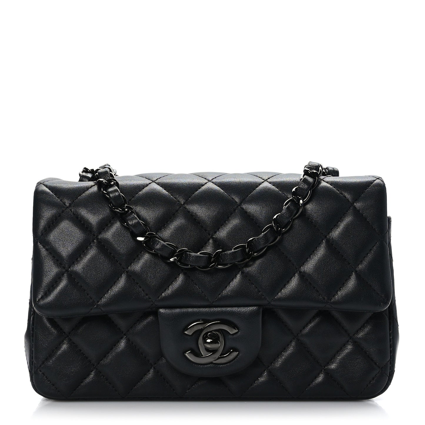 Lambskin Quilted Mini Rectangular Flap So Black