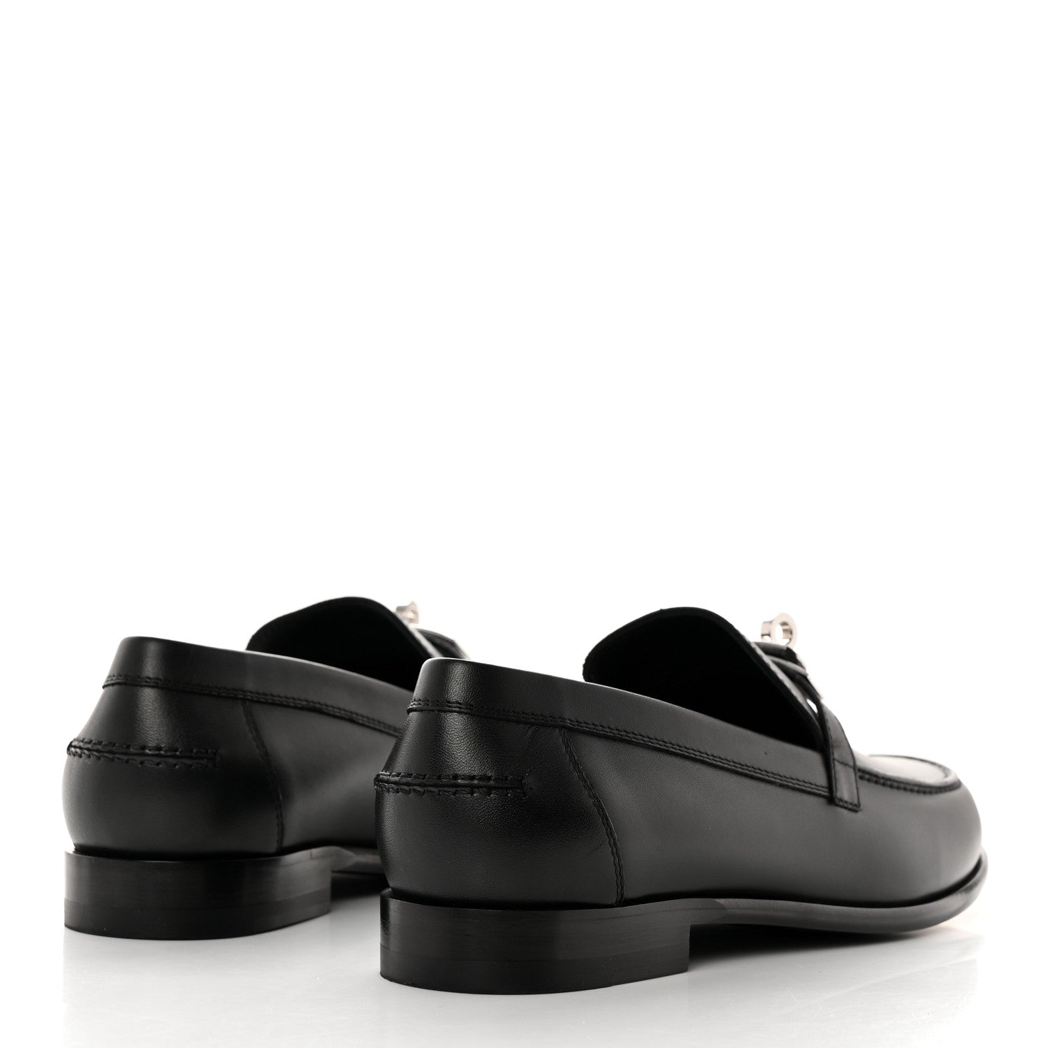 Hermes Calfskin Womens Destin Loafers 37 Black 4 of 9
