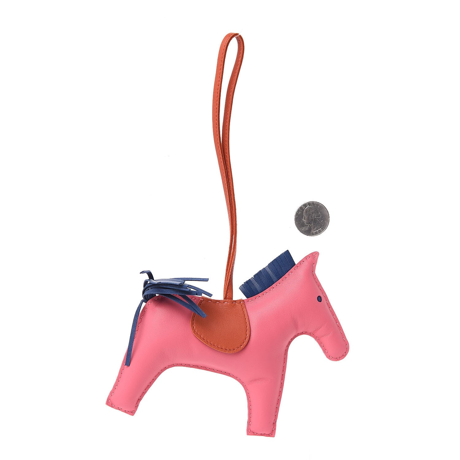 Hermes Milo Lambskin Grigri Rodeo Horse Bag Charm GM Rose Azalee Cornaline Bleu De Malte 2 of 4