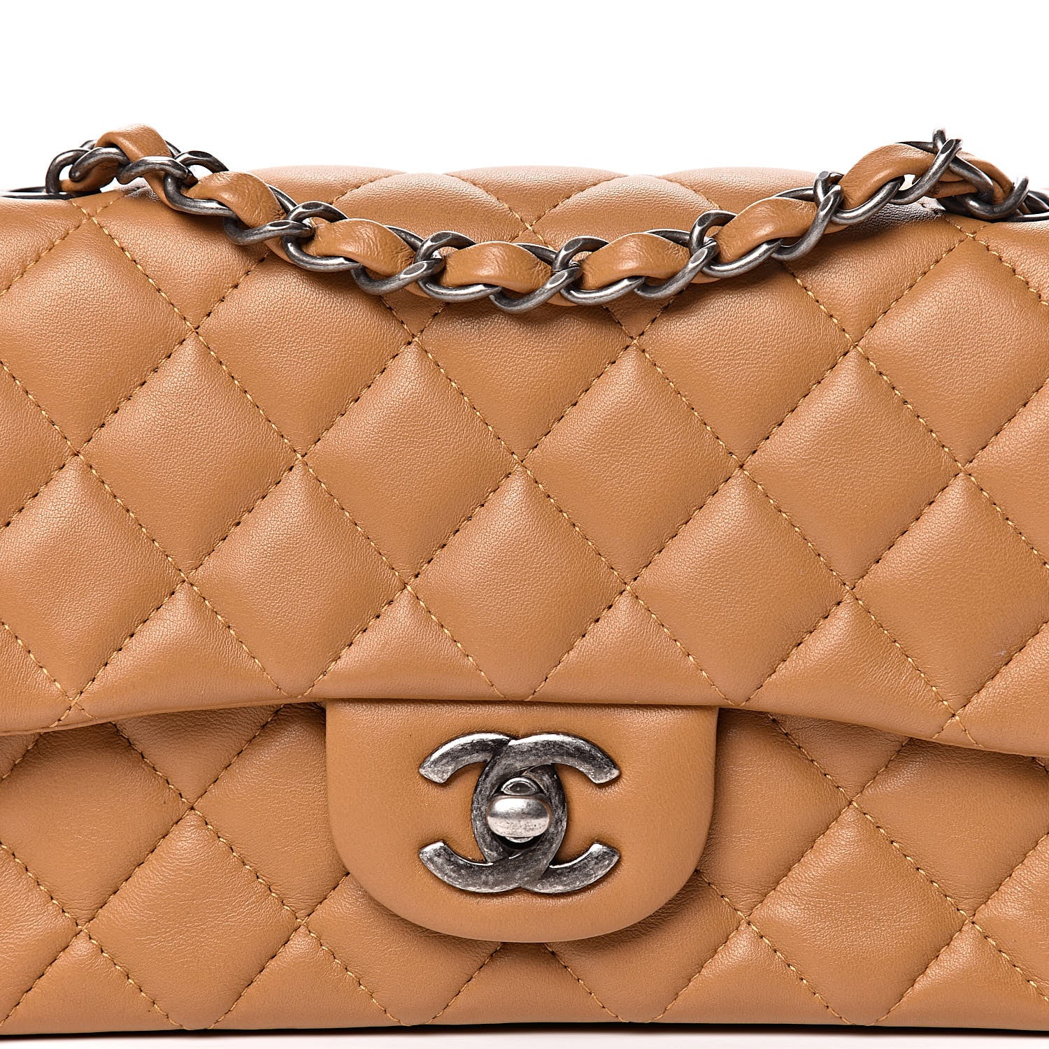Chanel Lambskin Quilted Mini Rectangular Flap Camel 12 of 12