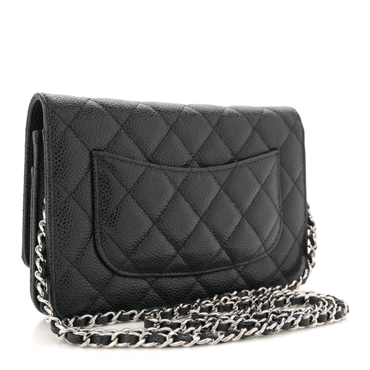 Caviar Quilted Wallet on Chain WOC Black