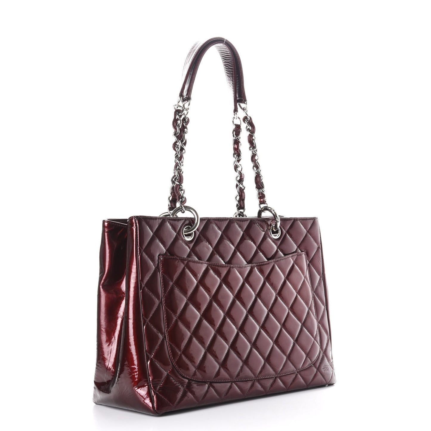 Patent Quilted Grand Shopping Tote GST Dark Bordeaux