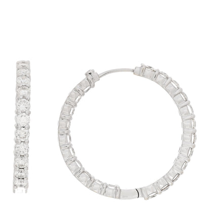 Roberto Coin 18K White Gold Diamond 3.43ctw Small Inside Outside Hoop Earrings 1 of 8