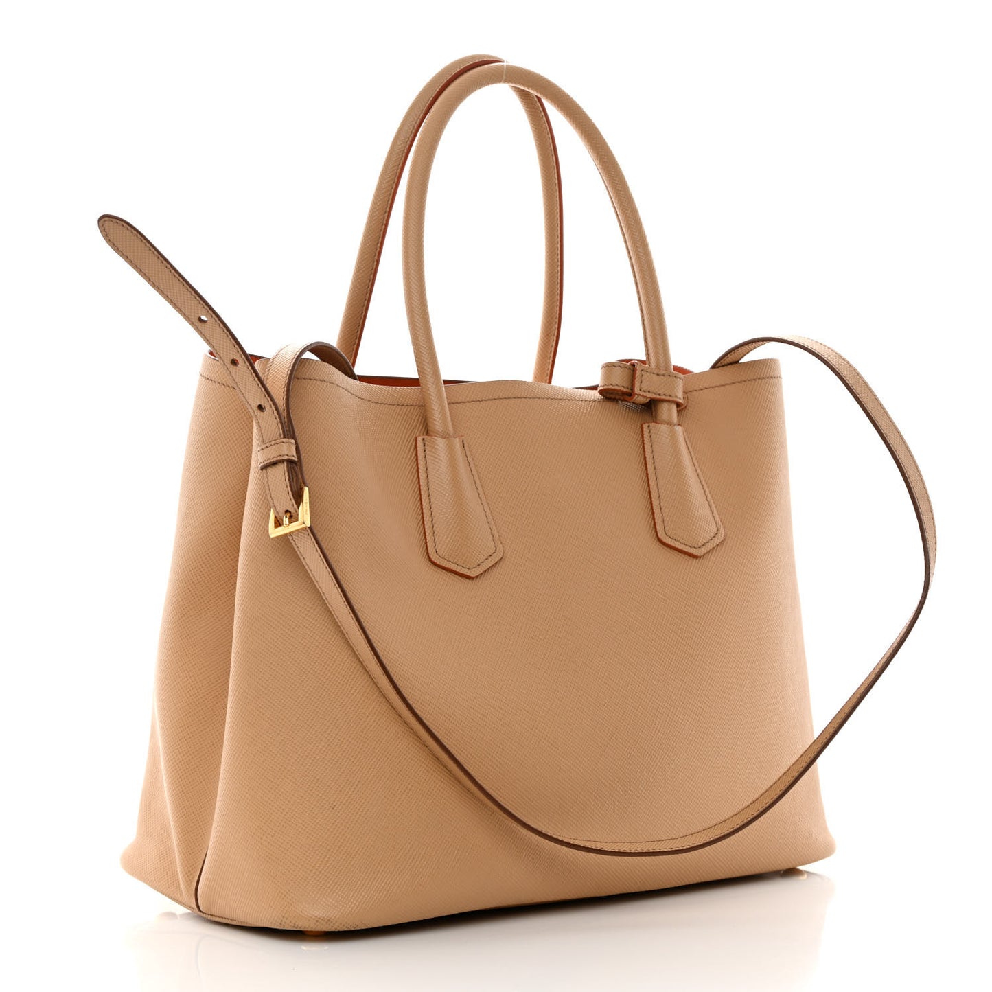 Saffiano Cuir Medium Double Bag Noisette Papaya