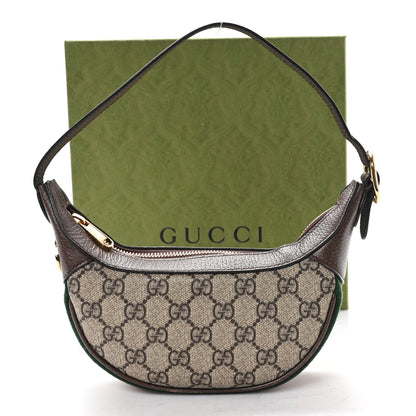 Gucci GG Supreme Monogram Textured Calfskin Web Mini Ophidia Half Moon Hobo Beige Ebony New Acero 11 of 11