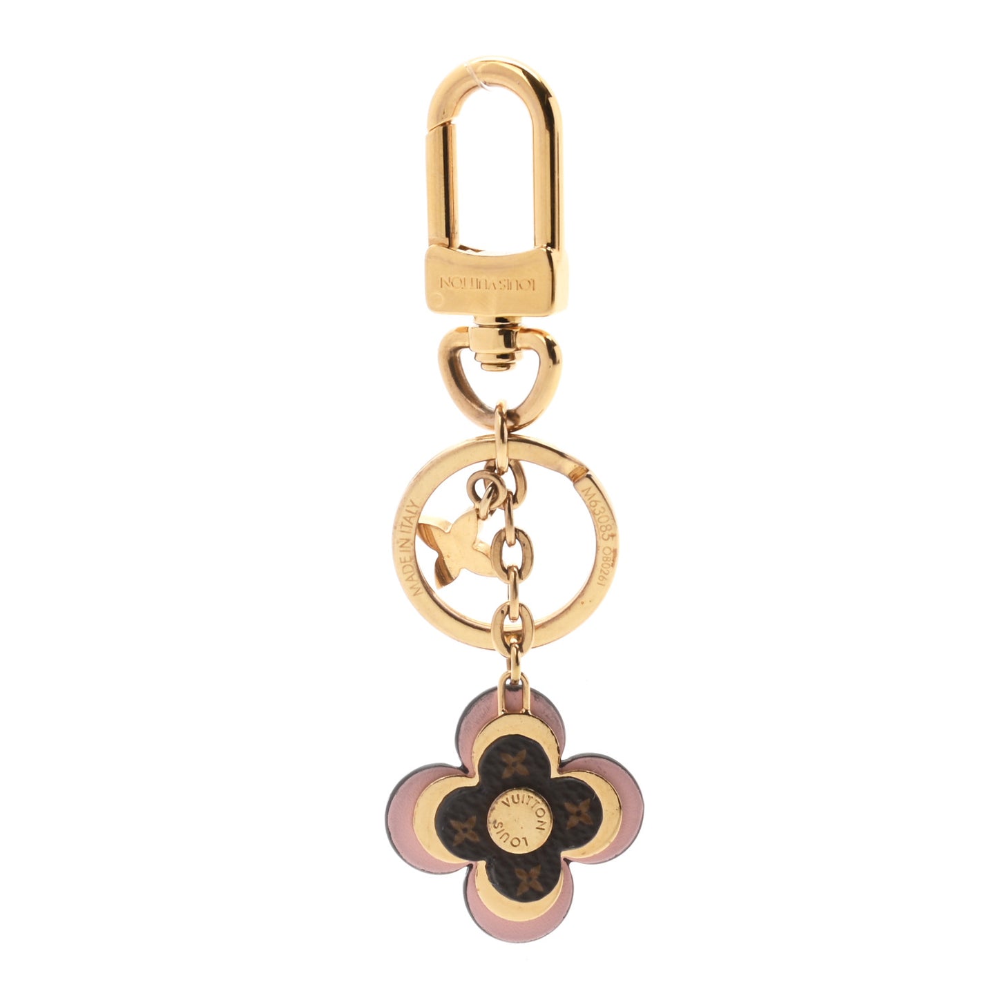 Monogram Blooming Flowers BB Bag Charm Key Holder Pink