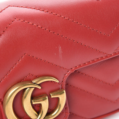 Gucci Calfskin Matelasse Super Mini GG Marmont Shoulder Bag Hibiscus Red 9 of 12