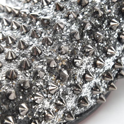 Christian Louboutin Glitter Mens Rollerboy Spikes Flat Loafers 43 Silver 11 of 22