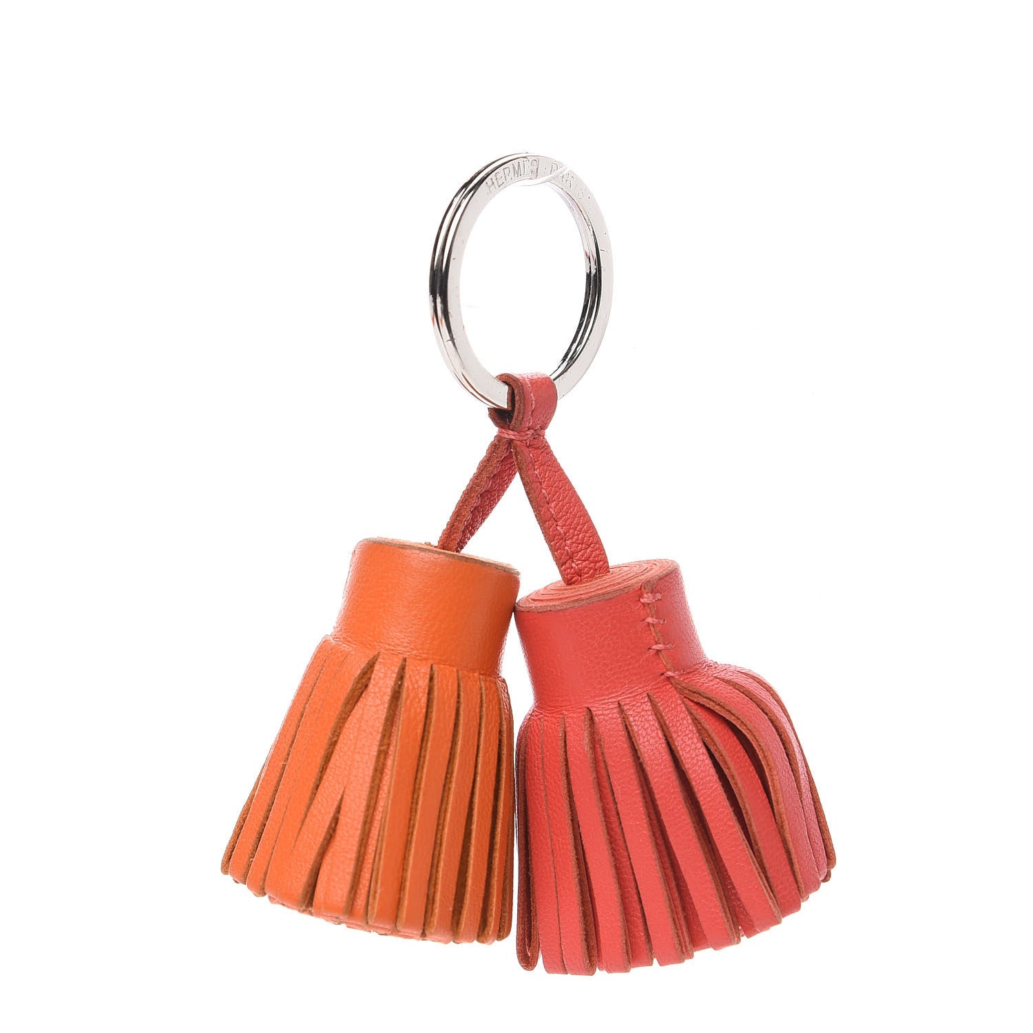 Hermes Lambskin Carmen Uno-Dos Key Holder Feu Rose Jaipur 1 of 3