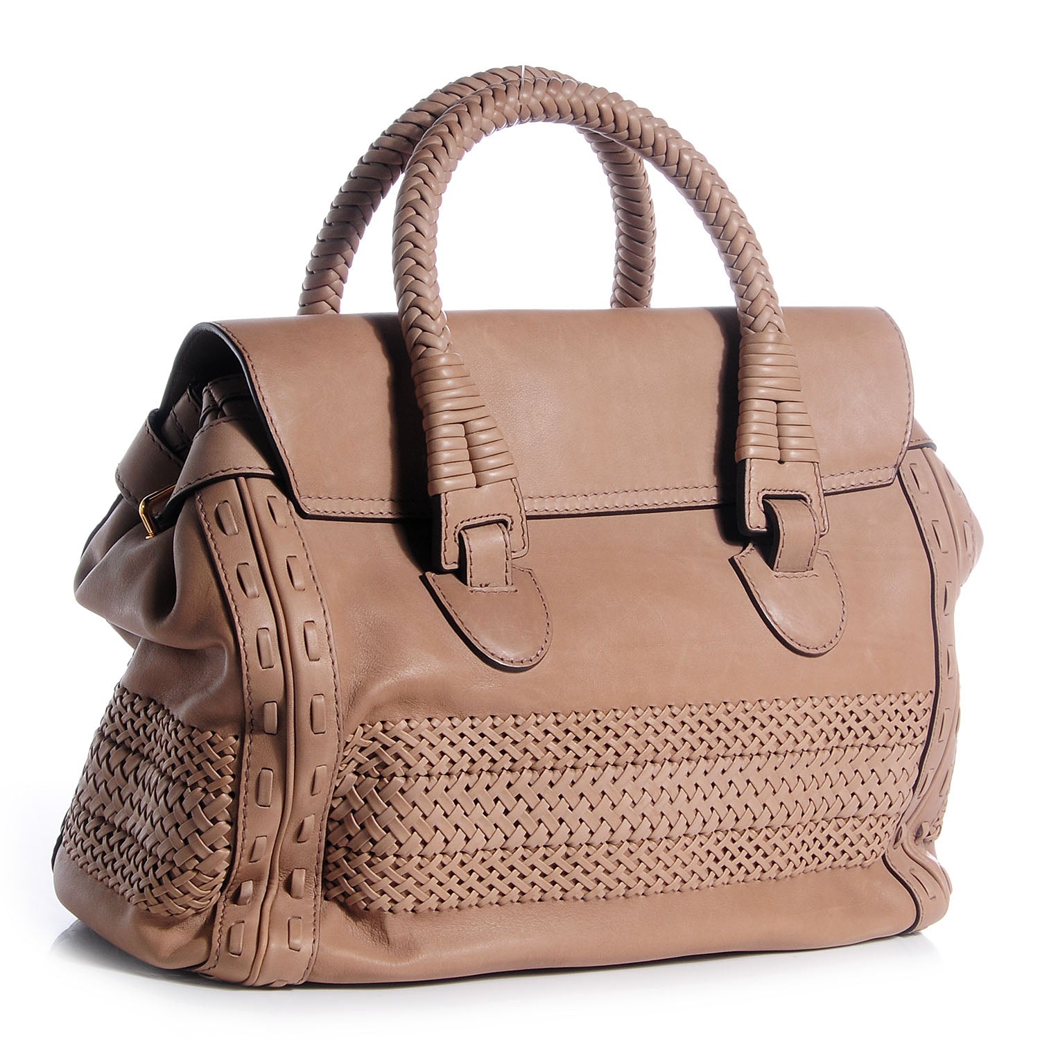 Gucci Leather Handmade Large Top Handle Bag Taupe 4 of 11