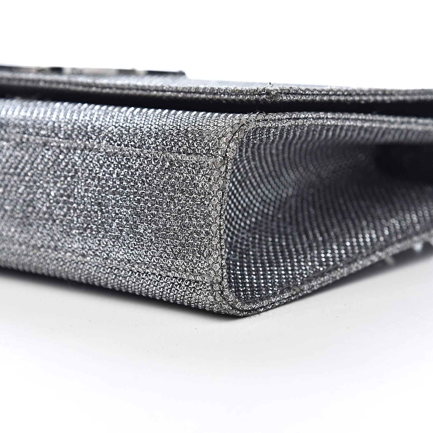 Saint Laurent Metallic Canvas Woven Medium Classic Monogram Kate Satchel Silver 11 of 12