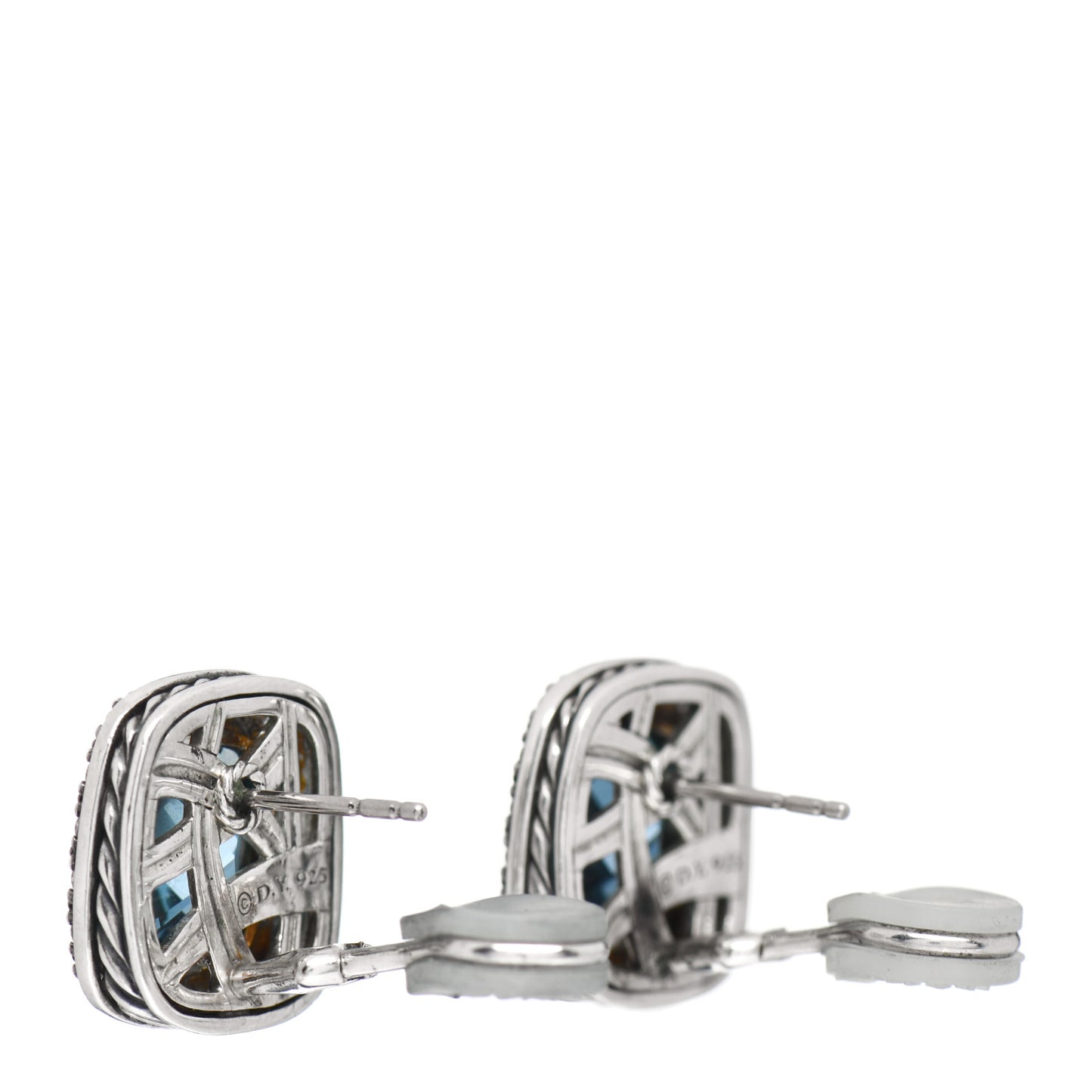 Sterling Silver Diamond Blue Topaz 11mm Albion Earrings