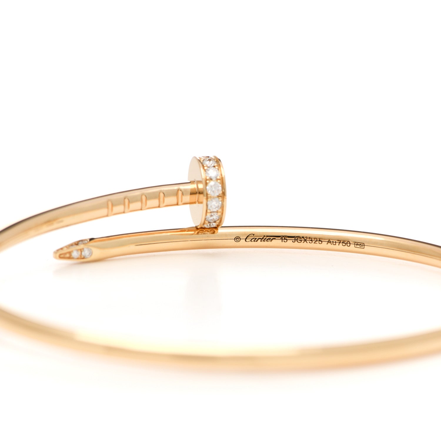 Cartier 18K Yellow Gold Diamond Small Juste Un Clou Bracelet 15 3 of 4