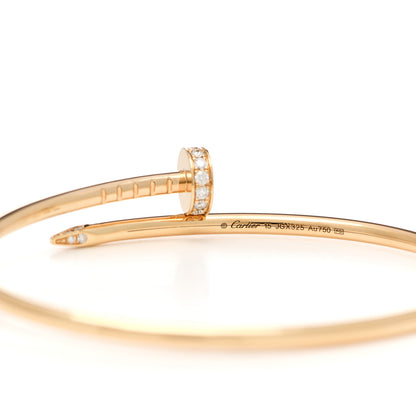 Cartier 18K Yellow Gold Diamond Small Juste Un Clou Bracelet 15 3 of 4