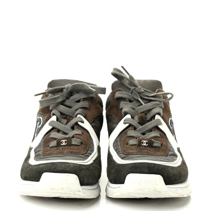 Chanel Fabric Calfskin Suede CC Sneakers 39.5 Khaki 2 of 7
