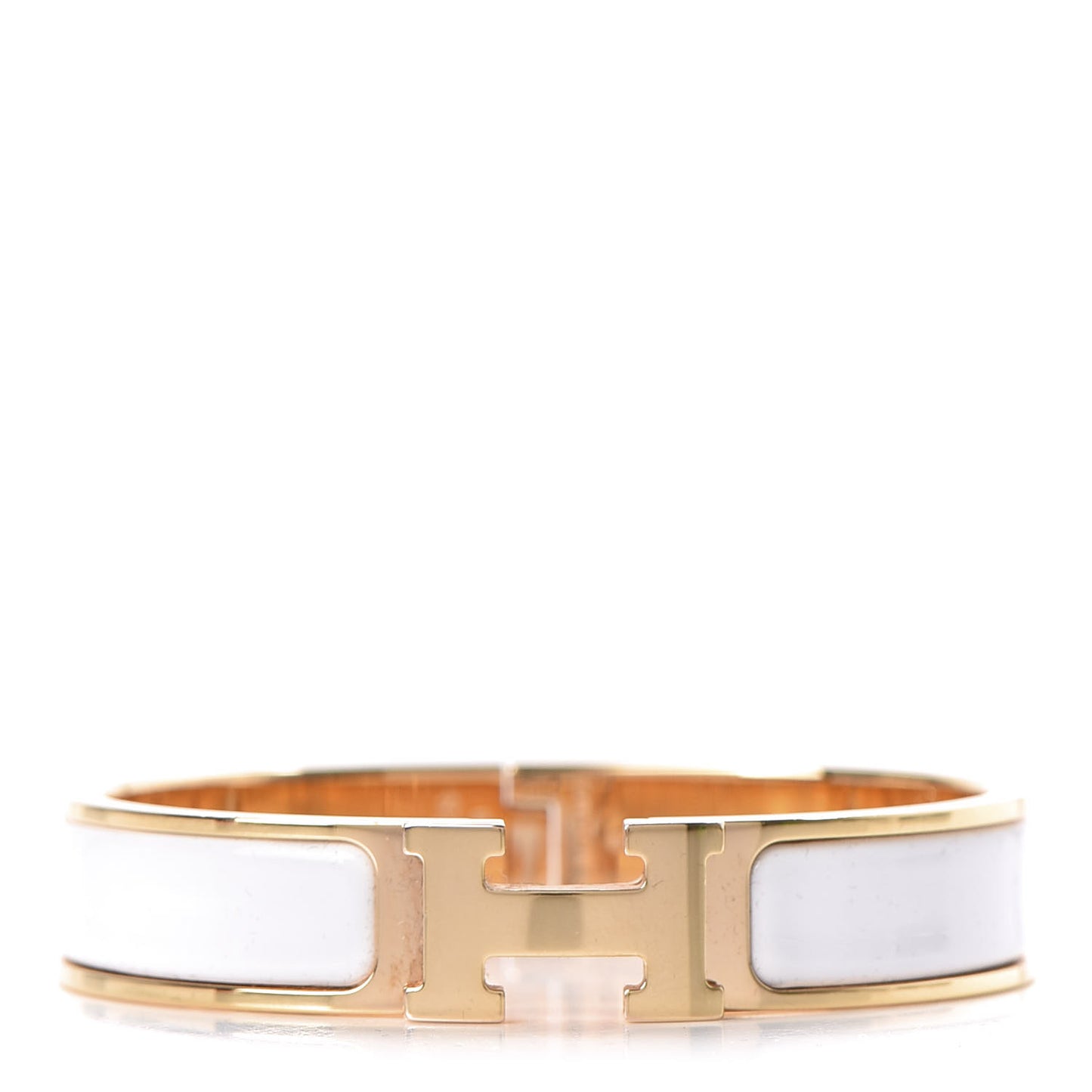 Enamel Narrow Clic Clac H Bracelet PM White