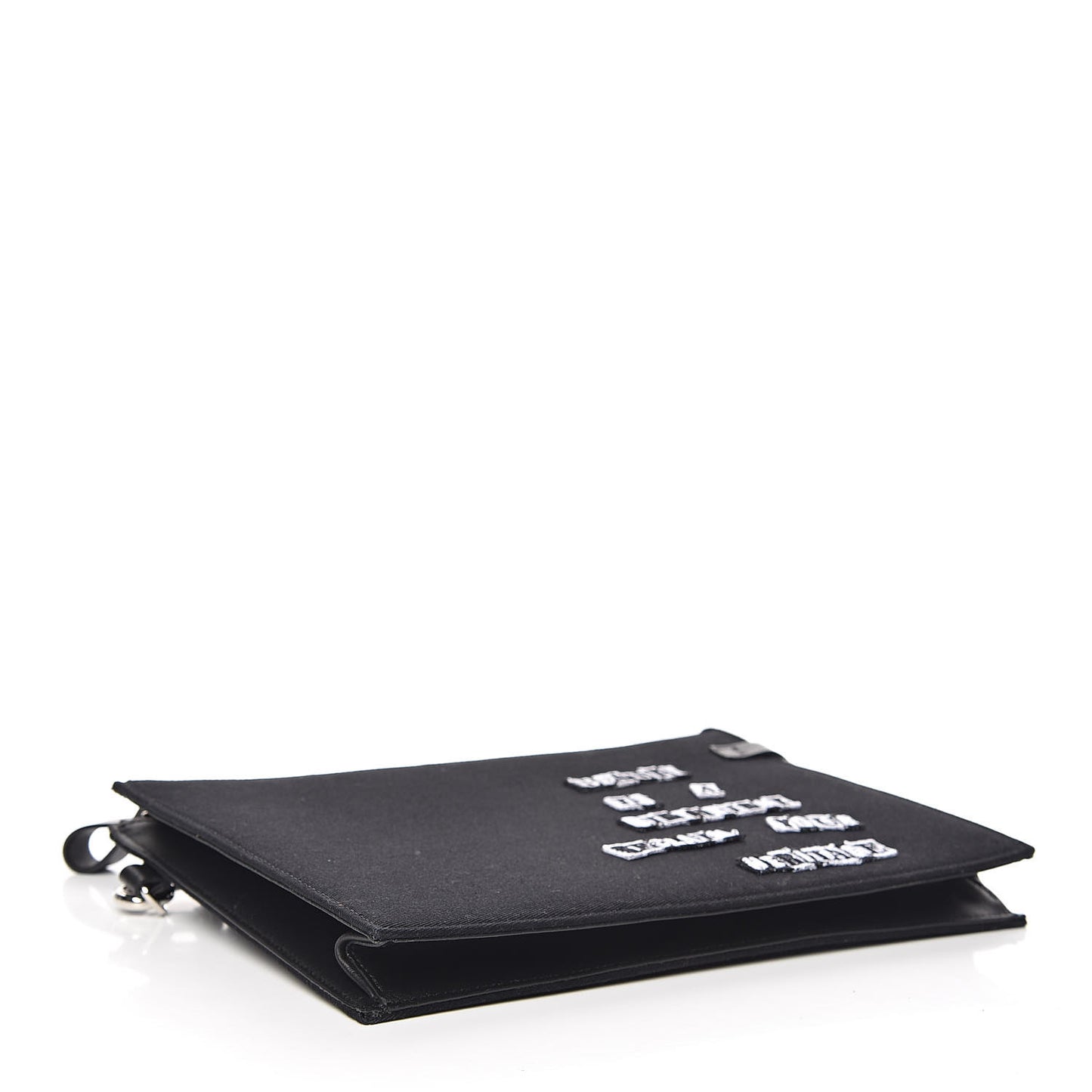 X JAMIE REID Cotton Canvas Embroidered Wristlet Zip Wristlet Pouch Black