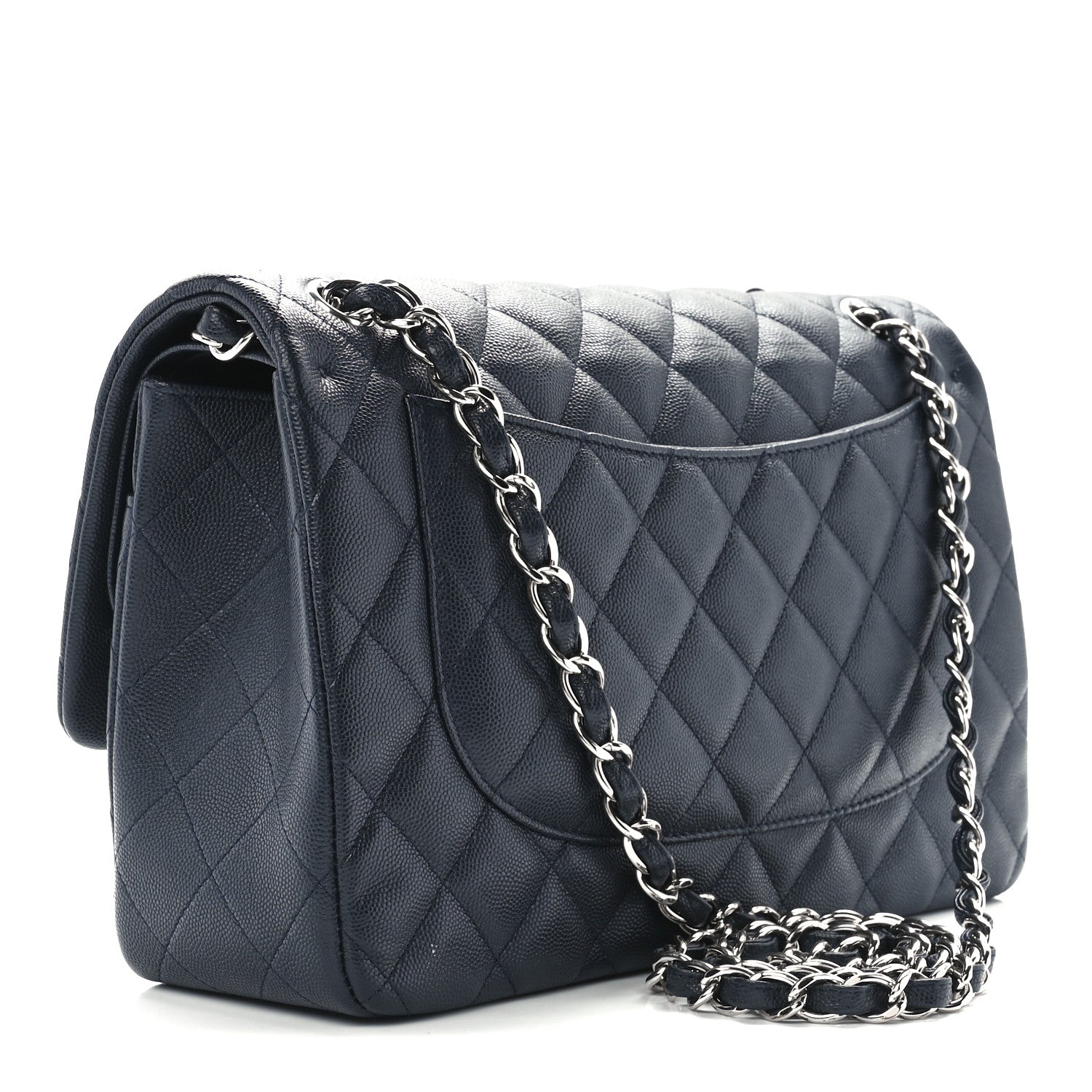 Chanel Caviar Quilted Jumbo Double Flap Navy Blue 3 of 12