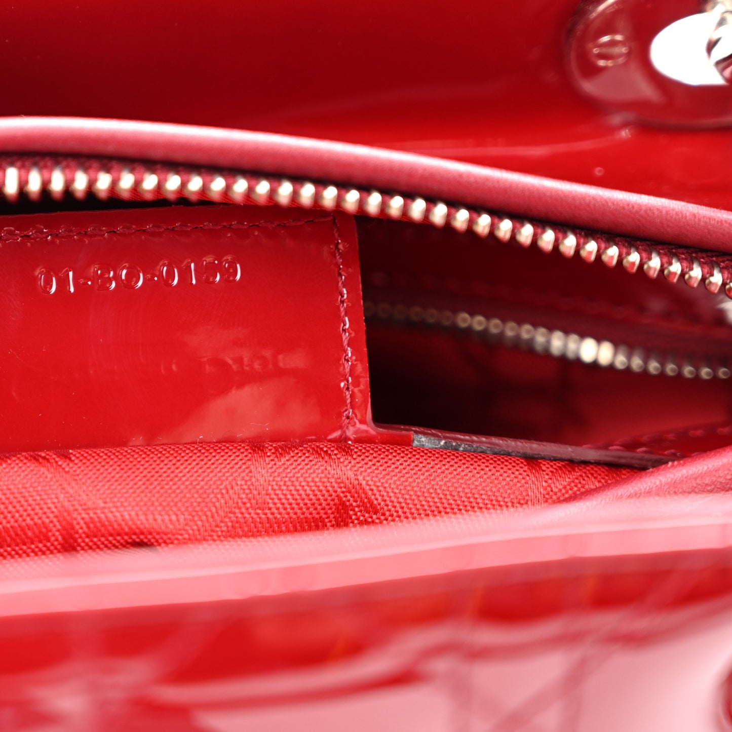 Patent Cannage Medium Lady Dior Red