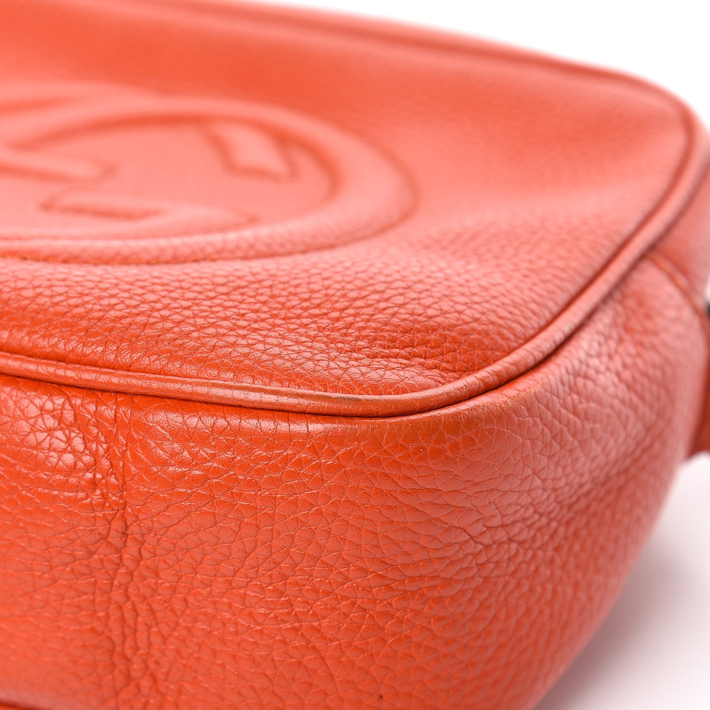 Pebbled Calfskin Small Soho Disco Bag Sun Orange