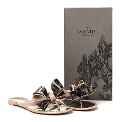 Valentino Garavani PVC Jelly Lace Print Bow Thong Sandals 36 Black Poudre 8 of 8