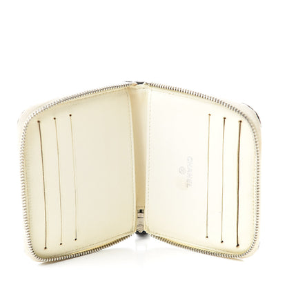 Chanel Calfskin Perforated Timeless Compact Zip Wallet Black White 5 of 10