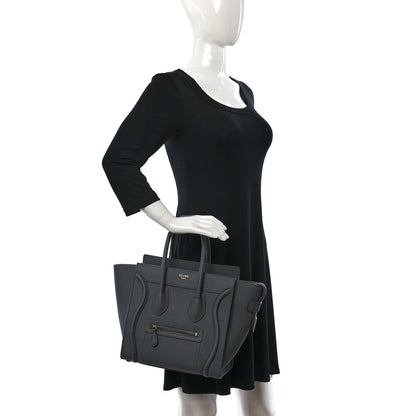 Celine Drummed Calfskin Micro Luggage Kohl 2 of 9