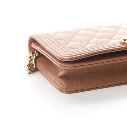 Chanel Caviar Quilted Boy Wallet On Chain WOC Brown 9 of 10