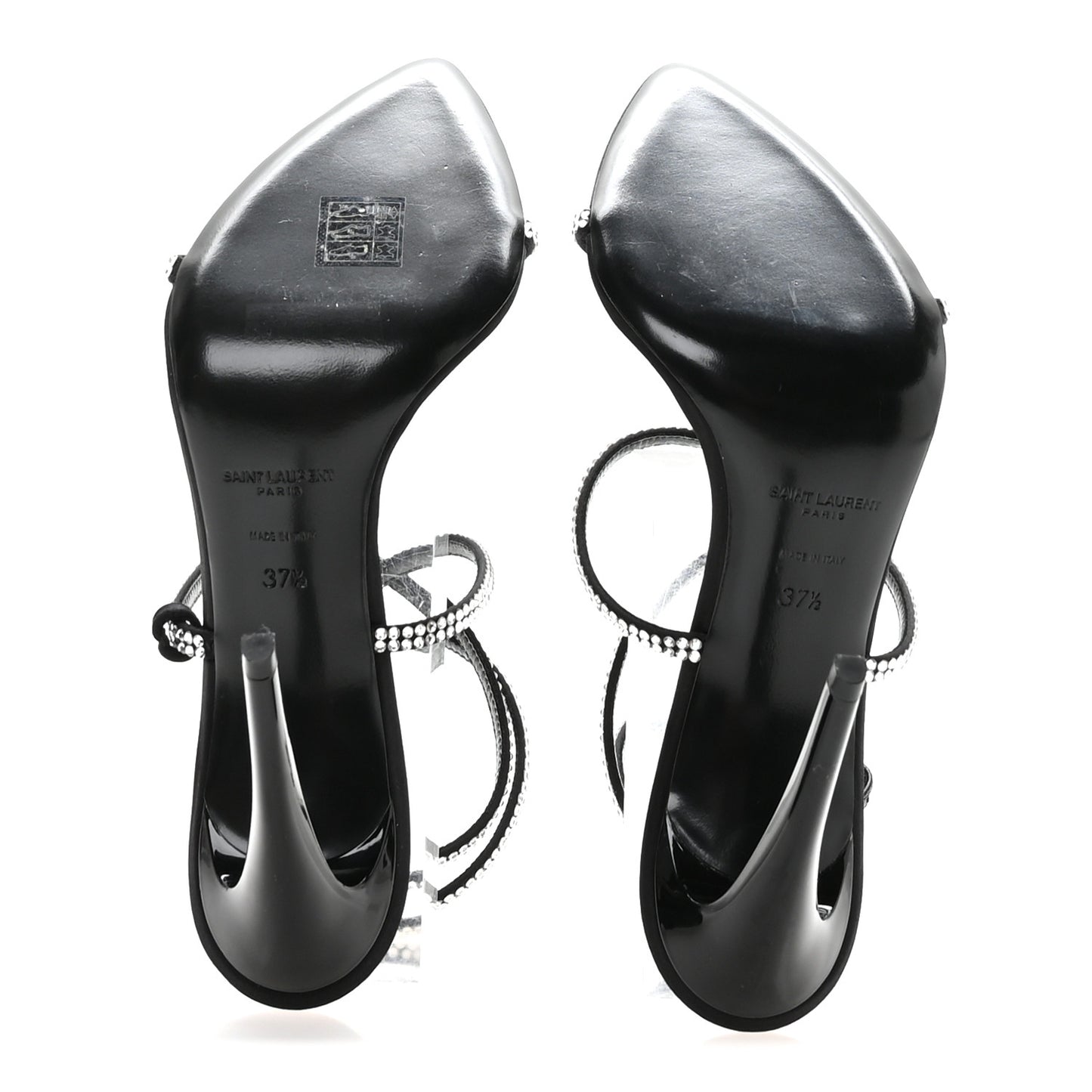 Crepe Satin Crystal Satine 110 Sandals 37.5 Black
