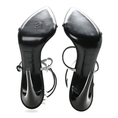 Saint Laurent Crepe Satin Crystal Satine 110 Sandals 37.5 Black 6 of 8