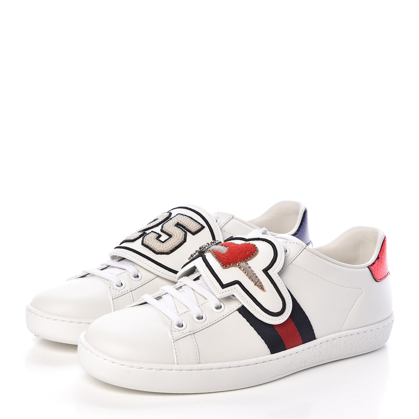 Calfskin Ayers Web Dagger Embroidered Womens Ace Sneakers 37 White