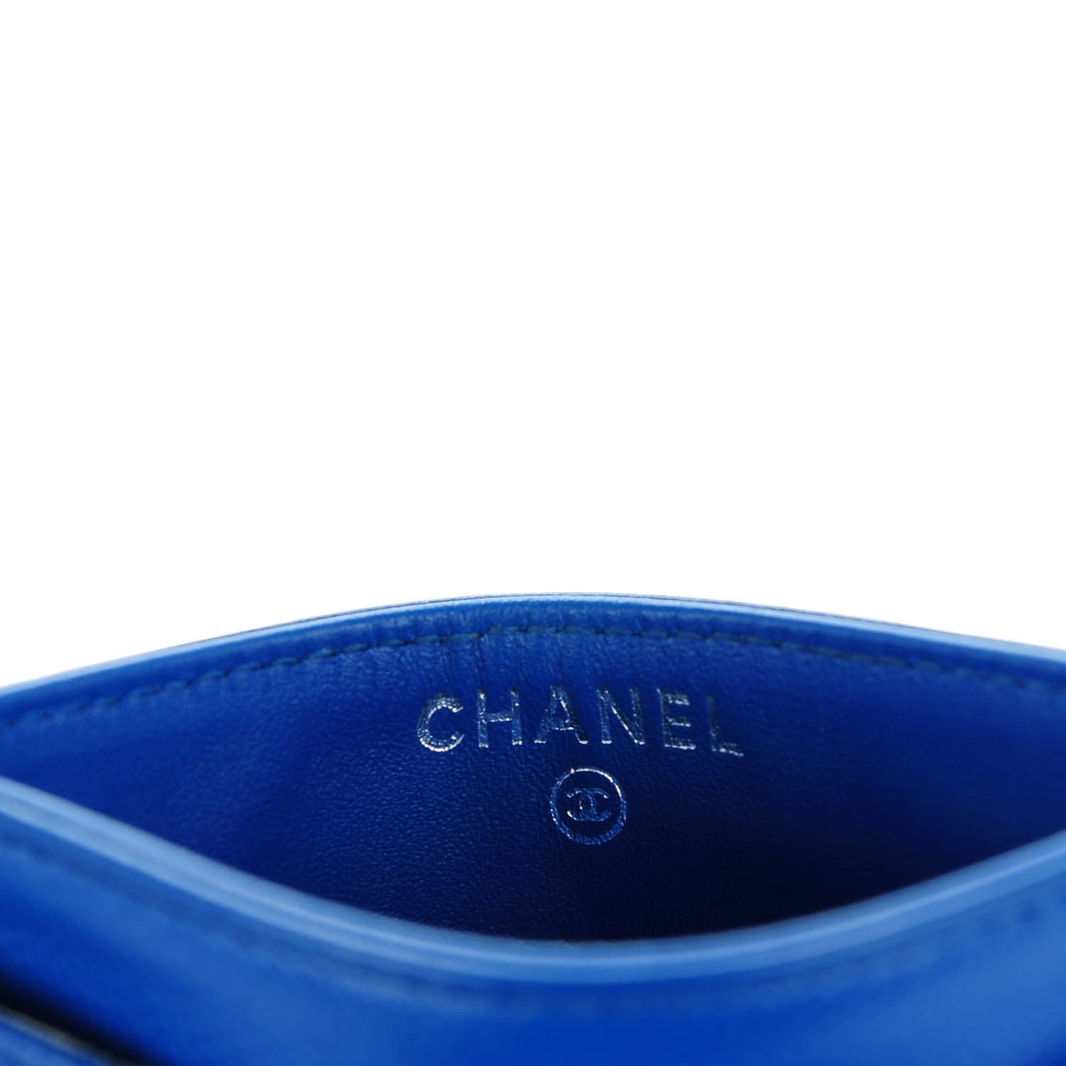 Chanel Caviar Chevron Quilted Card Holder Blue 6 of 7