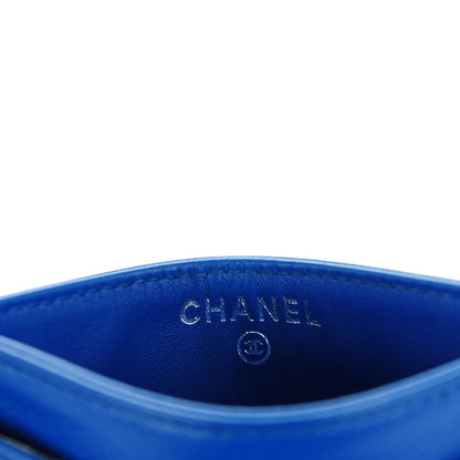 Chanel Caviar Chevron Quilted Card Holder Blue 6 of 7