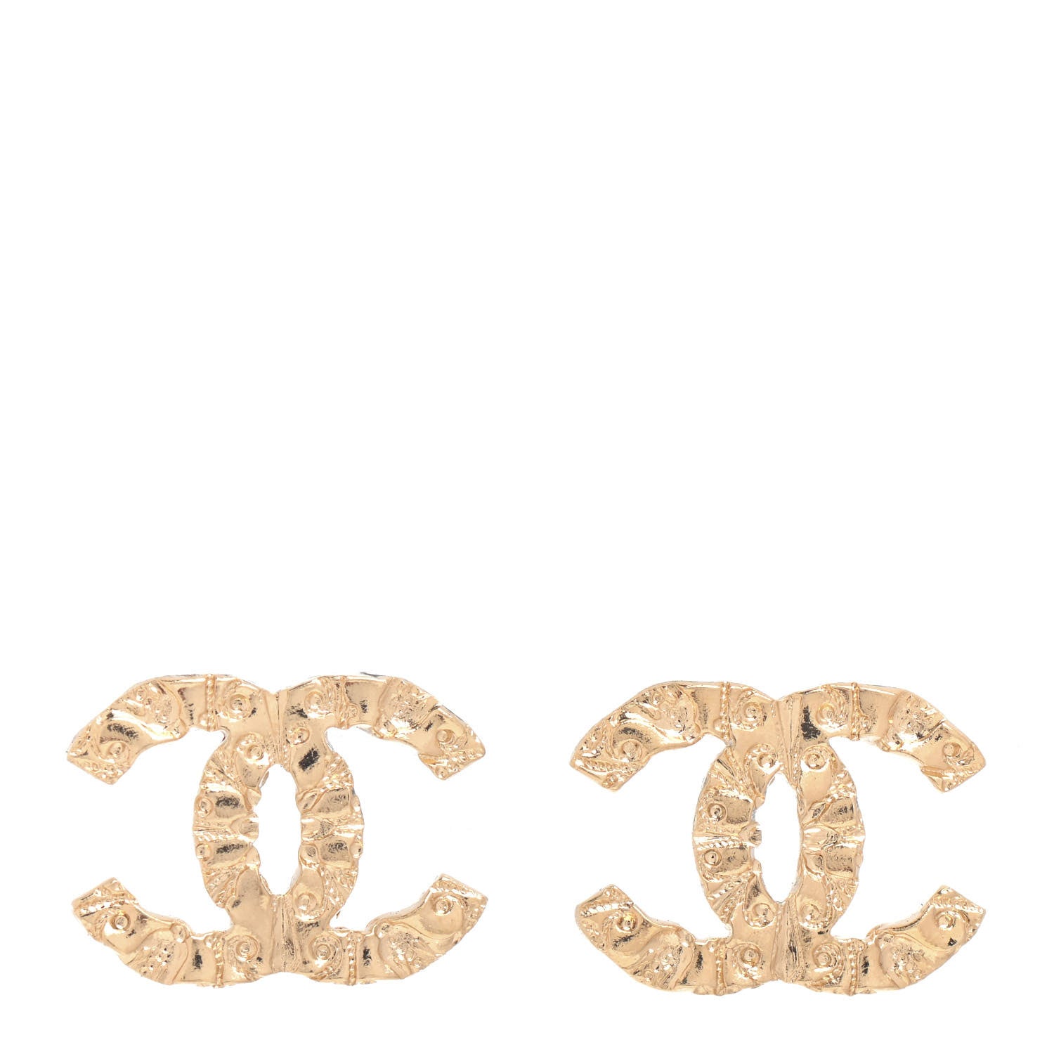 Chanel Metal Textured CC Earrings Gold 1 of 4