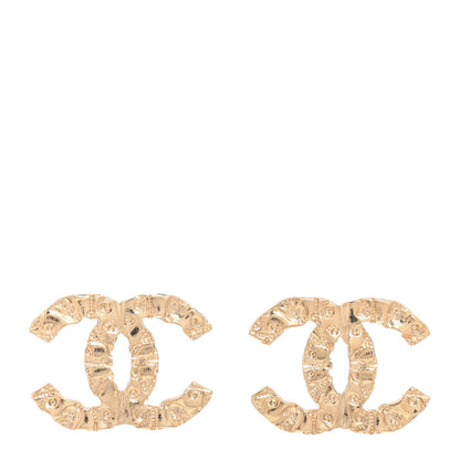Chanel Metal Textured CC Earrings Gold 1 of 4