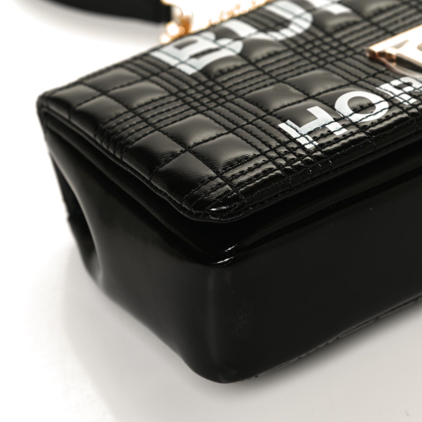 Patent Quilted Horseferry Print Small Lola Bag Black