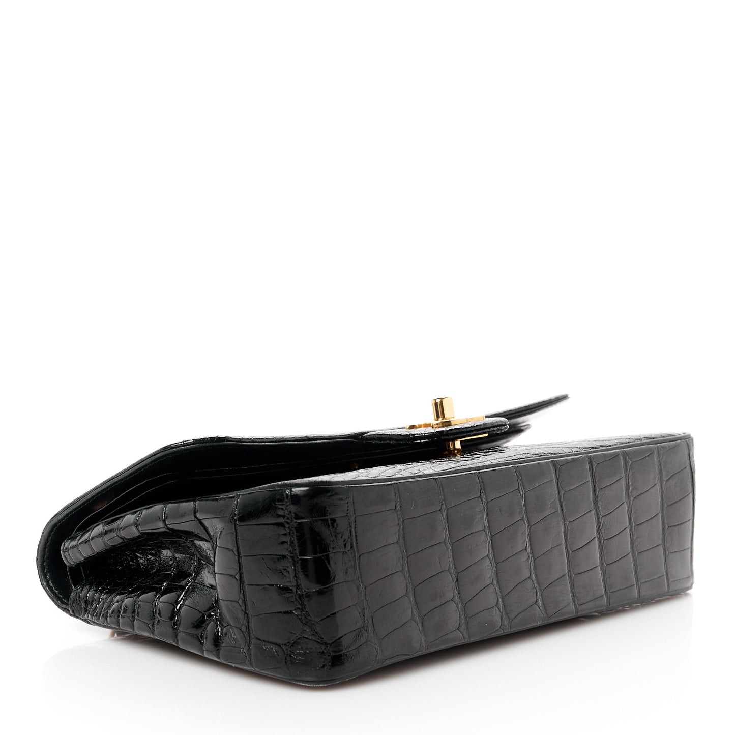 Alligator Small Double Flap Black