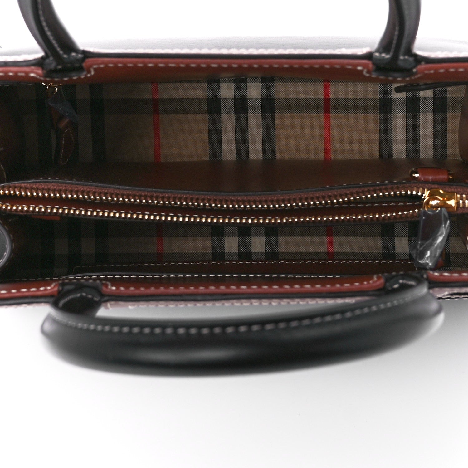 Burberry Calfskin Vintage Check Mini Two Handle Title Bag Black 5 of 11