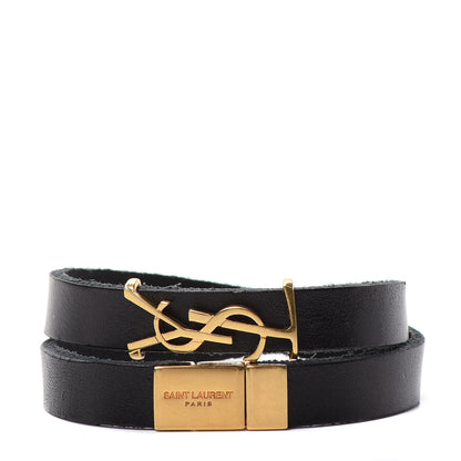 Saint Laurent Calfskin Opyum Double Wrap Bracelet M Black 1 of 3