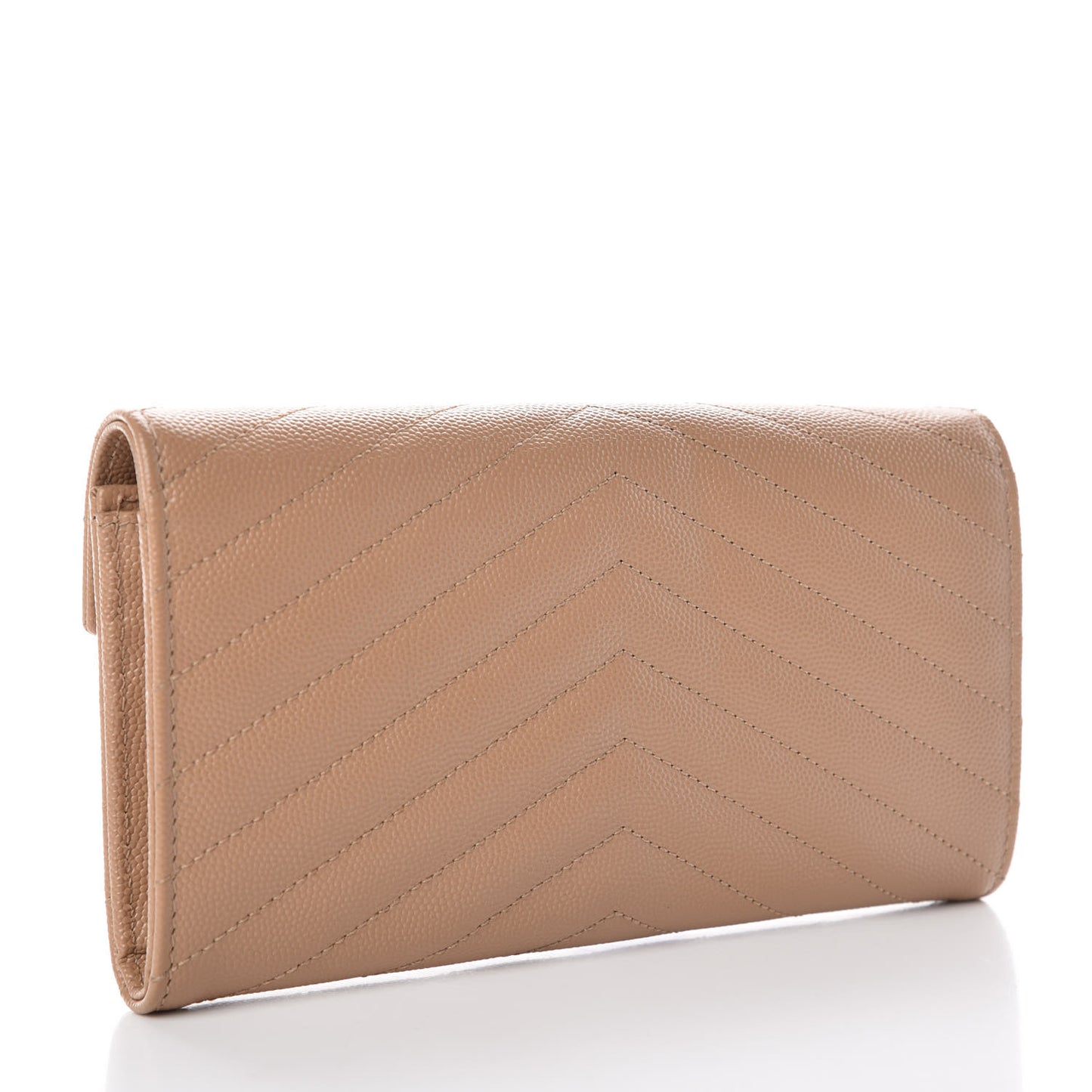 Grain De Poudre Matelasse Chevron Monogram Flap Wallet Oak