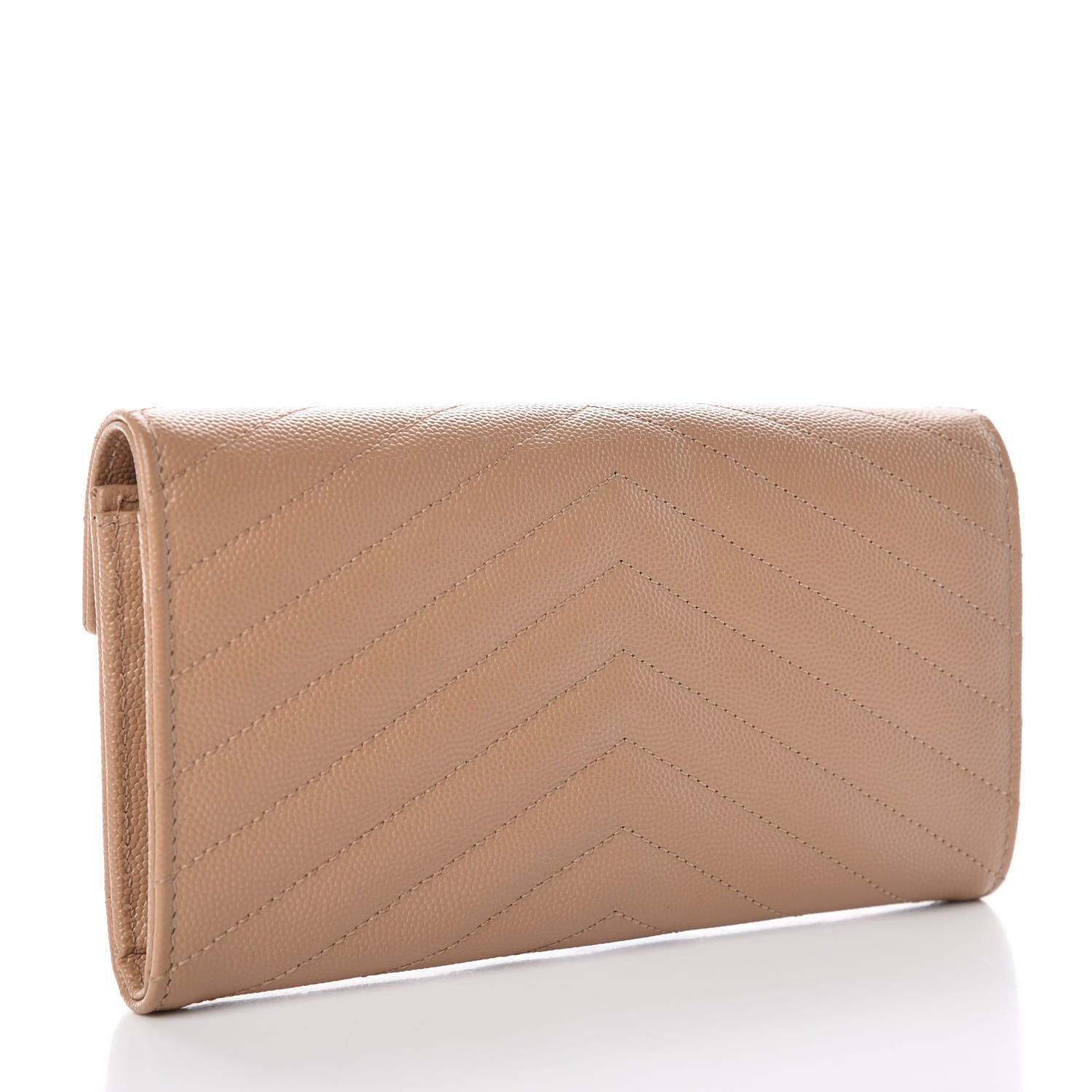 Saint Laurent Grain De Poudre Matelasse Chevron Monogram Flap Wallet Oak 3 of 9